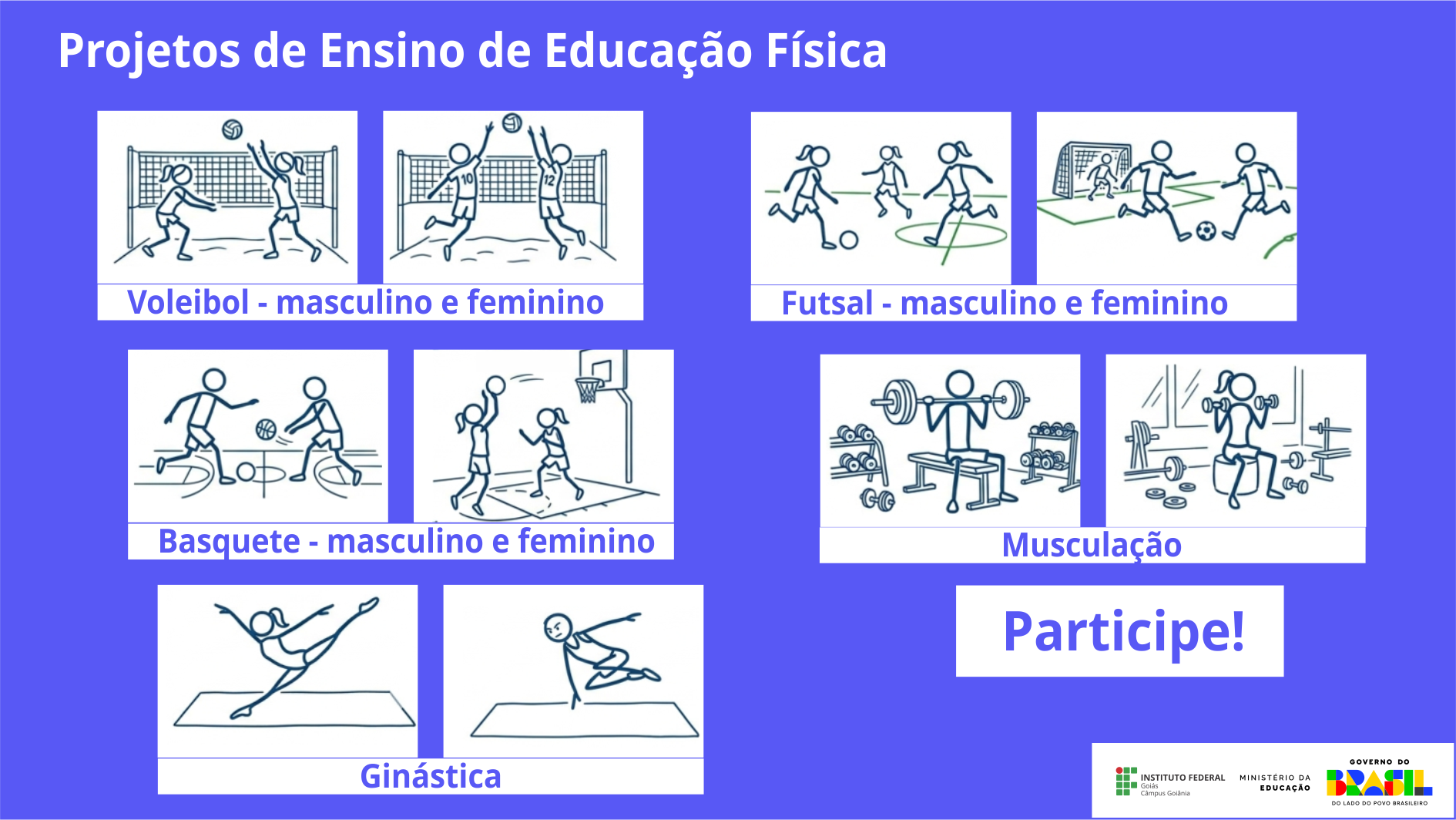 Os projetos de ensino da área de Educação Física do Câmpus Goiânia oferecem aos alunos oportunidades de aprendizado, desenvolvimento físico e preparação para competições, promovendo integração e qualidade de vida na comunidade acadêmica.